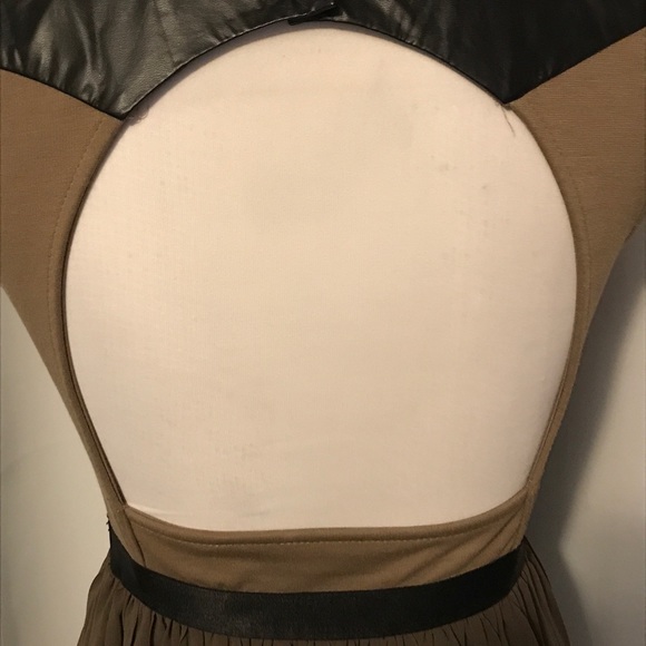 Tan Dress with Faux Leather Accents - Picture 5 of 5
